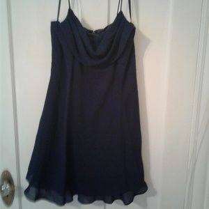 Blue sheer cocktail dress with lining
